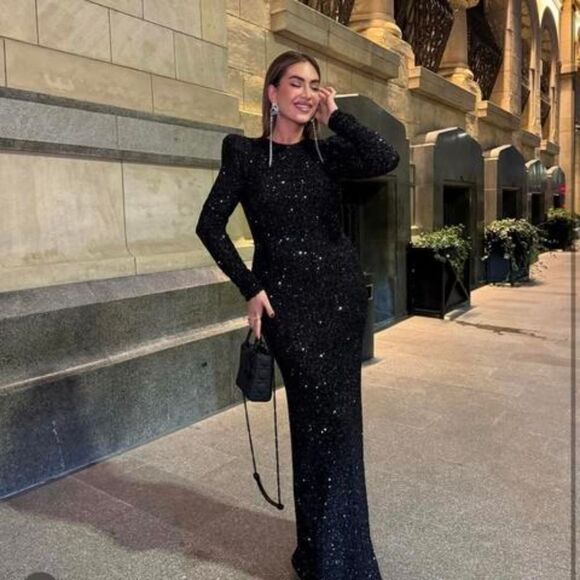 ZARA SHOULDER PAD SEQUIN DRESS - Picture 16 of 16